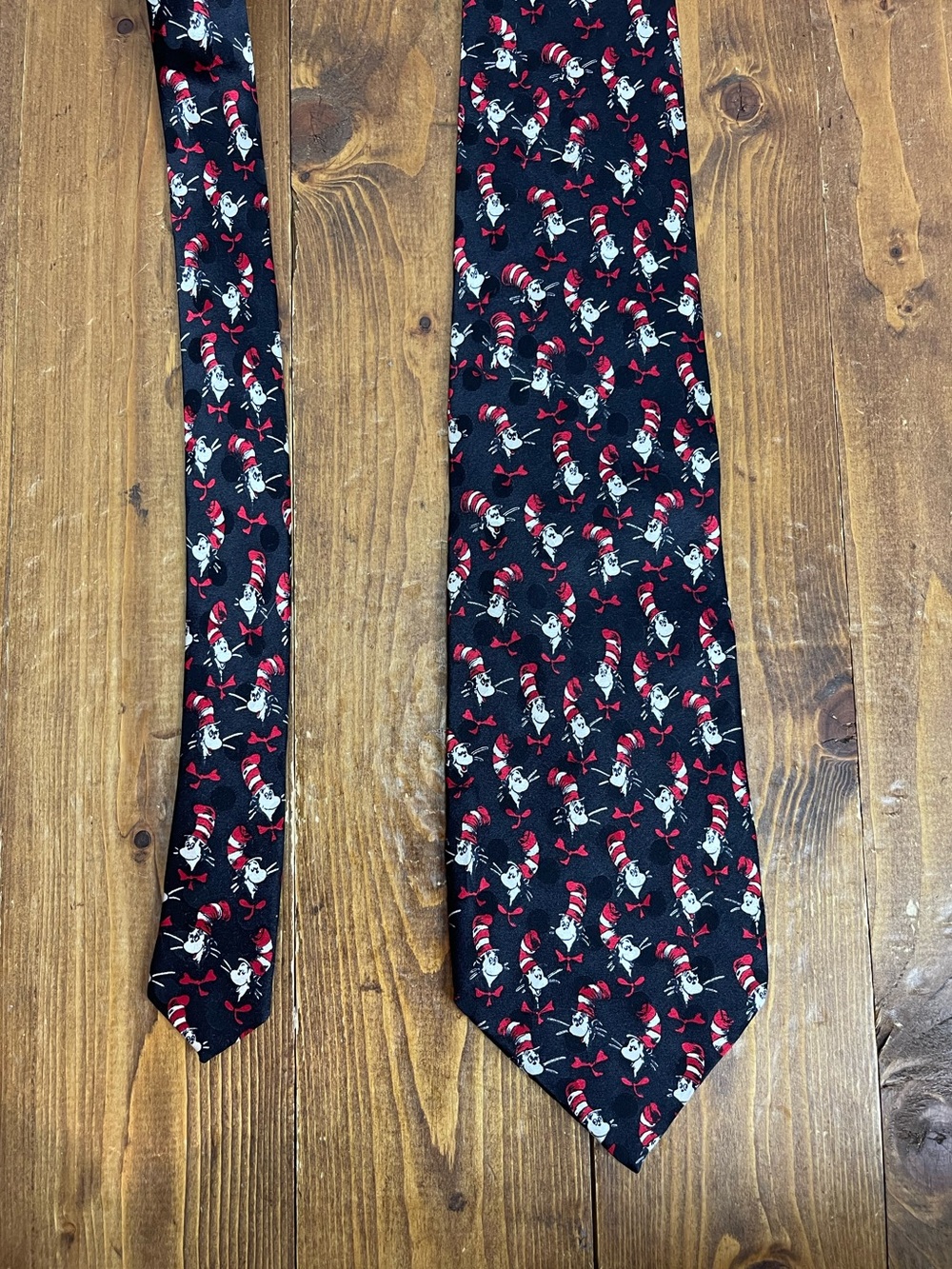 Dr Seuss the cat in the hat black silk neck tie